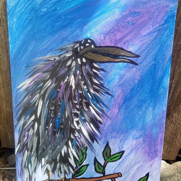 Crow Painting on Canvas - Picture 10 of 12